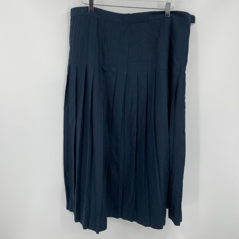 Lands End School Uniform long midi skirt pleat woman navy blue new 16